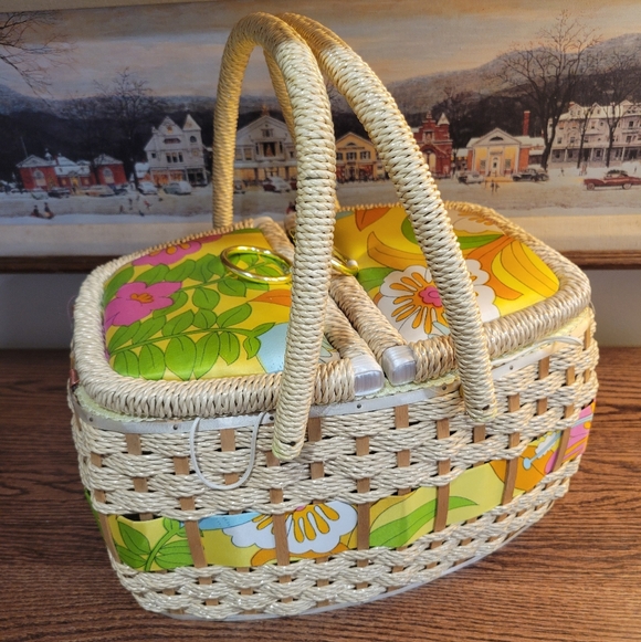 Vintage Wicker Sewing Basket
